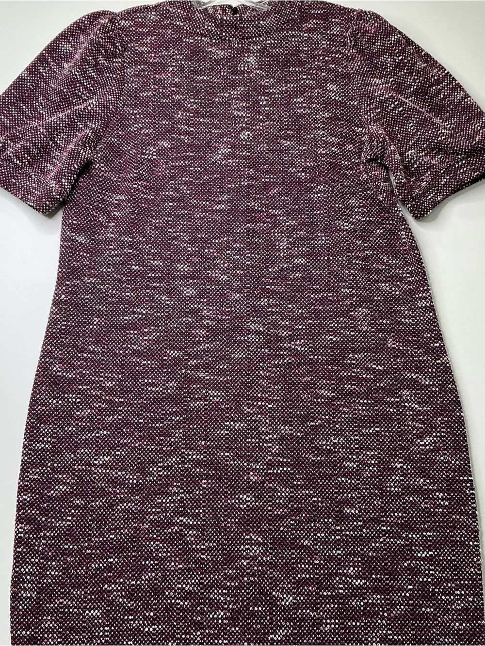 Ann Taylor Factory Sheath Dress Women's Sz 12 Purple Fleck Puff Sleeve Preowned